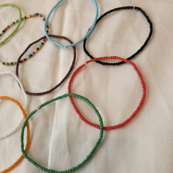 Handmade Seed Bead Bracelet Stack of 11 - Picture 6 of 6
